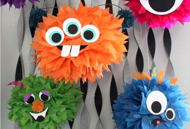 Halloween DIY Tissue Paper Pom Poms