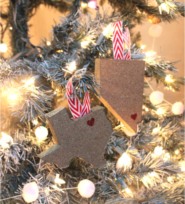 State Shaped Christmas Ornaments DIY