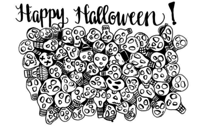 Spooky Skulls Halloween Coloring Page