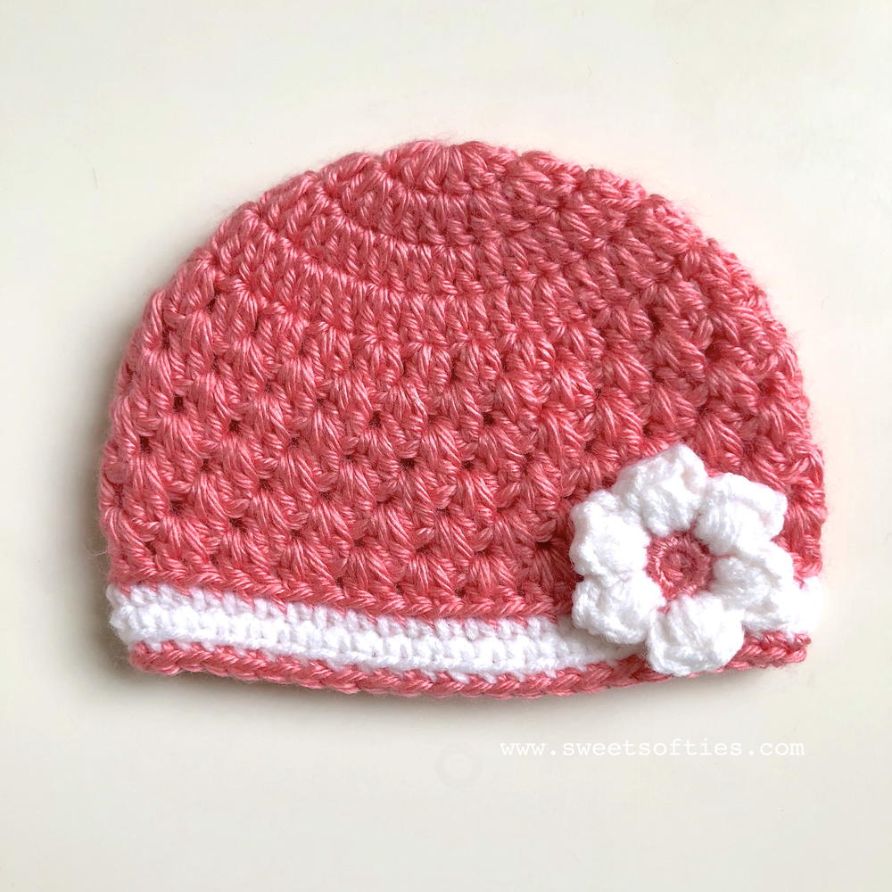 Baby's Lacy Springtime Beanie with Flower | AllFreeCrochet.com