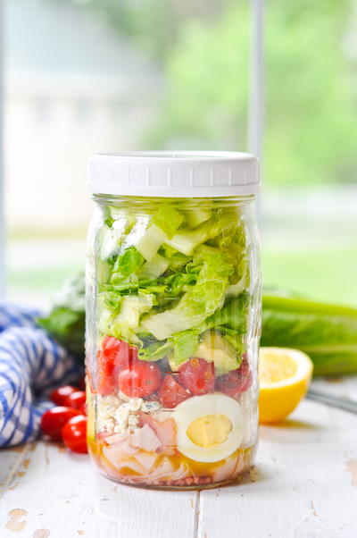 Mason Jar Turkey Cobb Salads