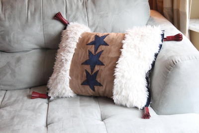 Sherpa and Star Patriotic Pillow