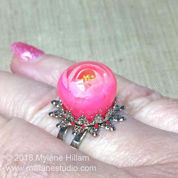 Resin Rose Bubble Ring