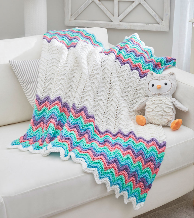 Download Rainbow Ripple Crochet Blanket Pattern | FaveCrafts.com
