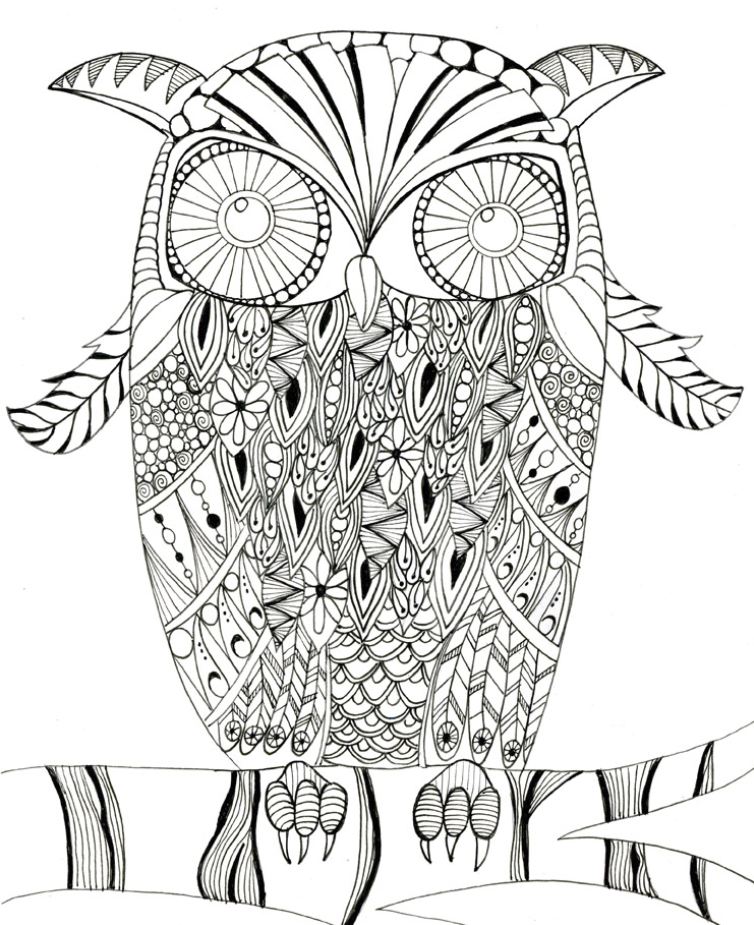 Download Printable Intricate Owl Coloring Page | FaveCrafts.com