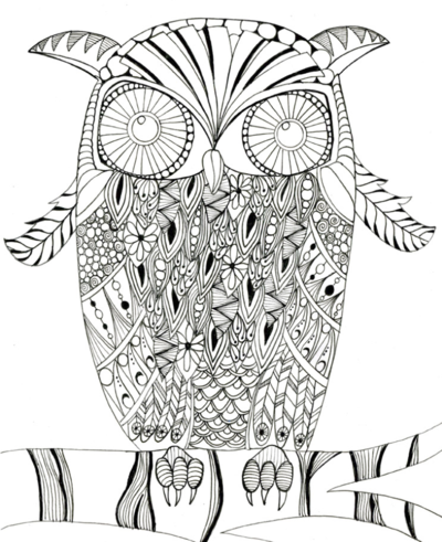 Printable Intricate Owl Coloring Page