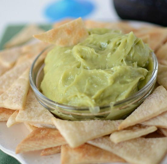 Sweet Guacamole Dip with Homemade Chips