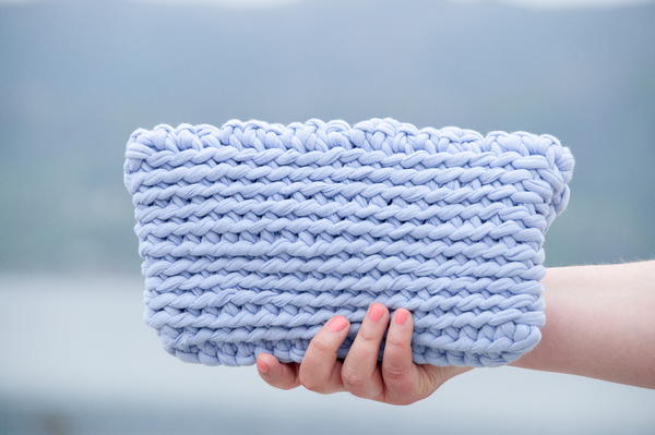 Summer Flat Clutch w/Tabs - Sea Green & Cream Crochet Checker