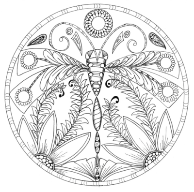 dragonfly floral mandala coloring page  favecrafts