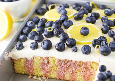 Sweet and Tart Lemon Blueberry Poke Cake