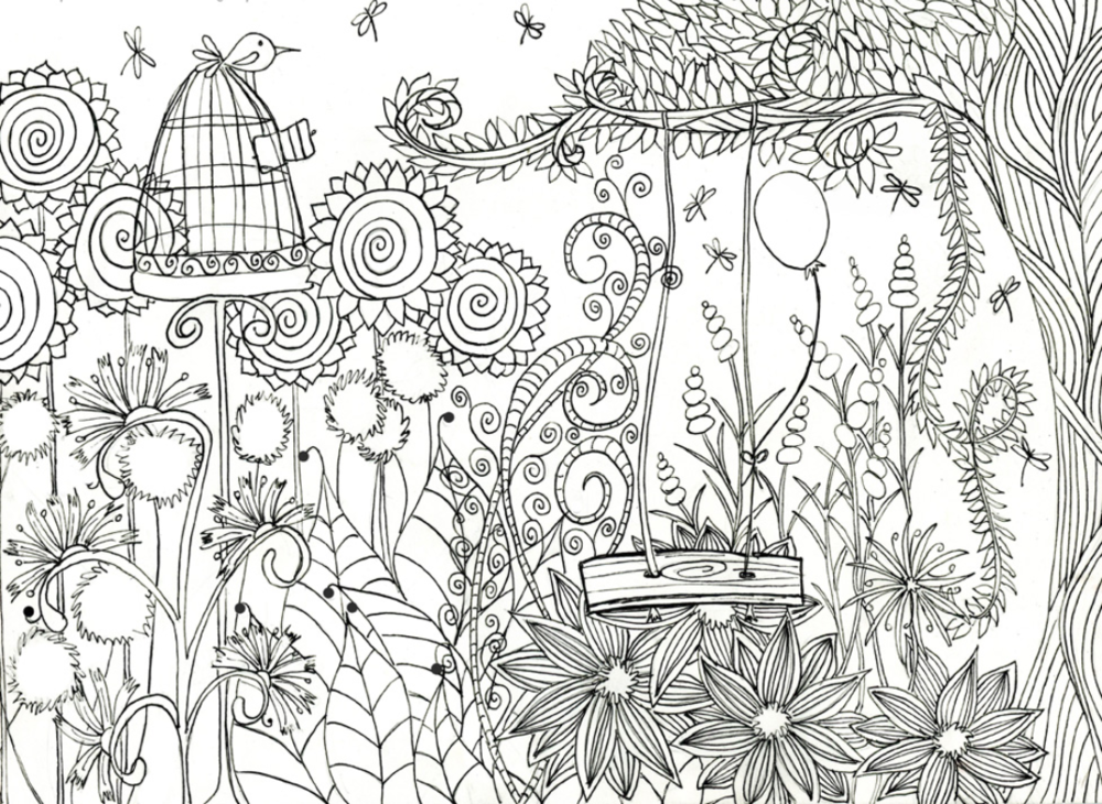 Magical Flower Garden Coloring Page | FaveCrafts.com