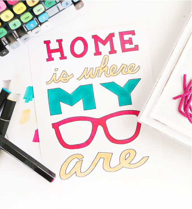 Home Is Where My Glasses Are Free Coloring Page