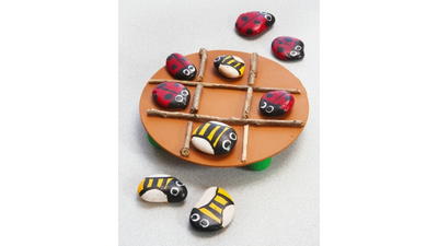 Ladybug and Bee Painted Rock Tic Tac Toe
