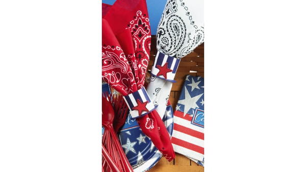 Patriotic Napkin Rings with Uncle Sam's Hat