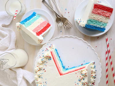 Red, White, and Blue Ombre Layer Cake