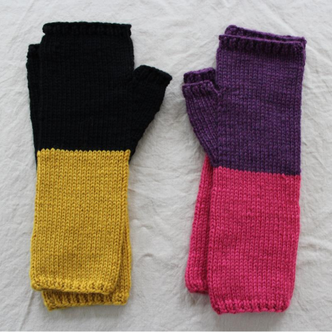 Two Tone Fingerless Mitts