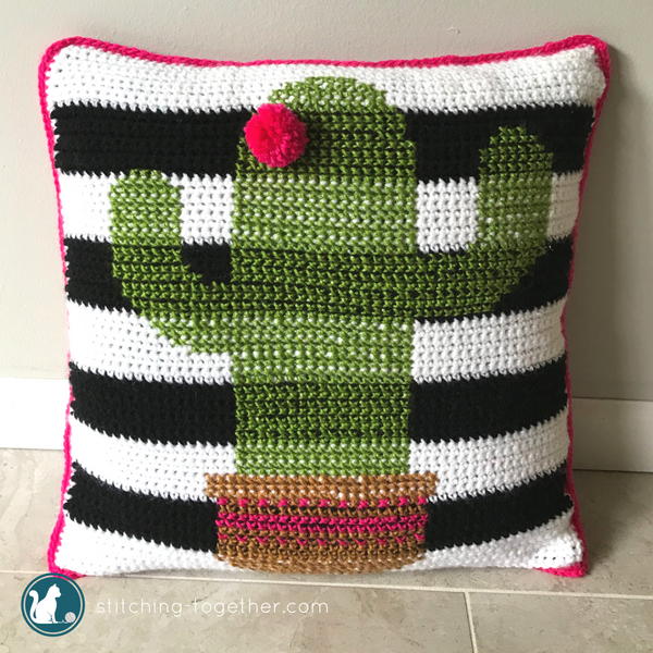 Crochet Cactus Pillow Cover