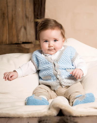 Knitted Vest and Booties Pattern for Babies