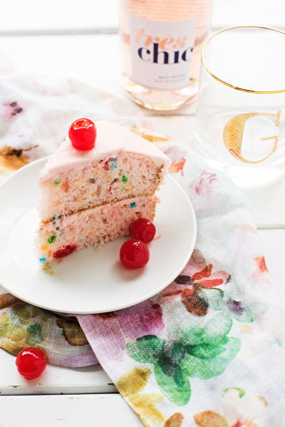 Cherry Chip Cake with Whipped Vanilla Buttercream