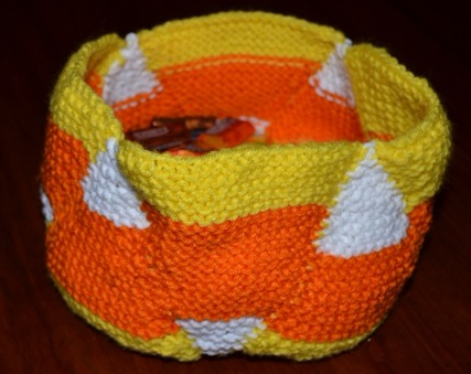 Knit Candy Corn Bowl