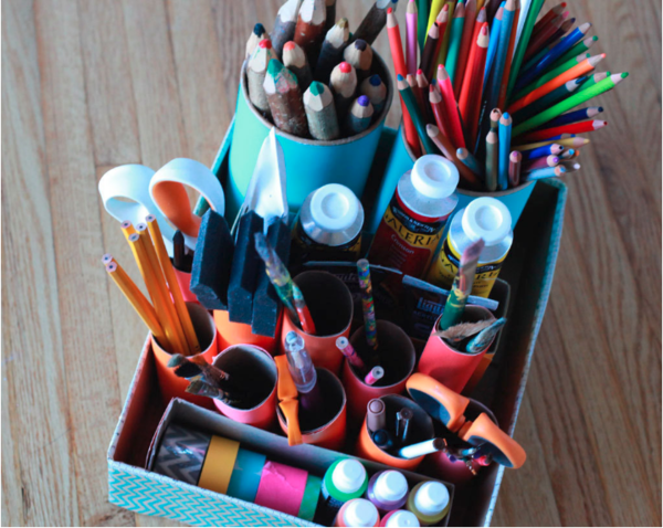 DIY Long Cardboard Organizer for your Craft Supplies