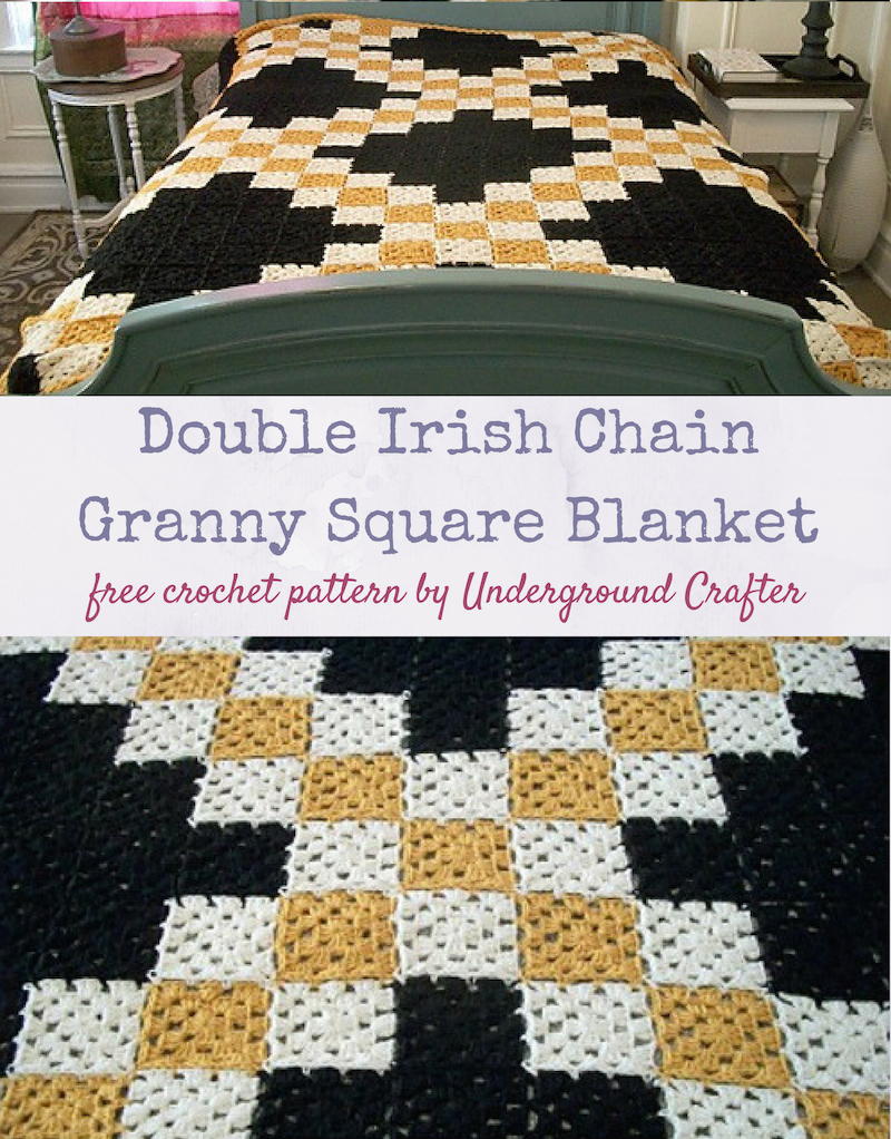 Double Irish Chain Granny Square Blanket | AllFreeCrochetAfghanPatterns.com