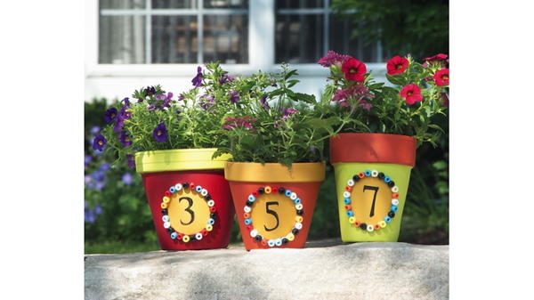 Painted Address Flower Pots