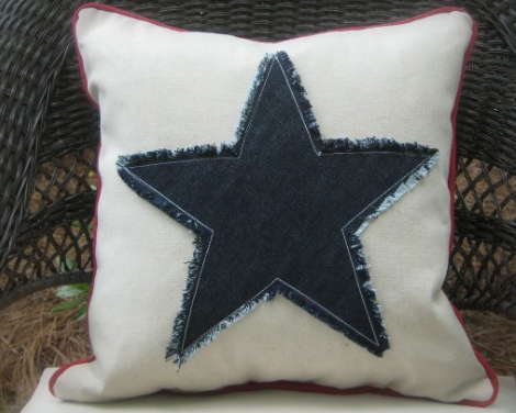 Americana Denim Star Pillow