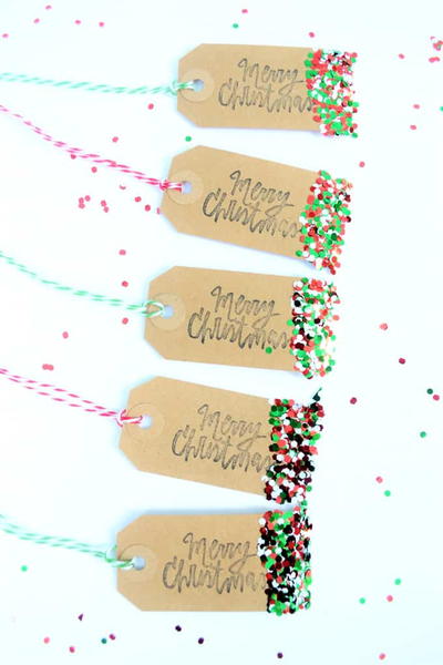 Glitter Stamped DIY Gift Tags