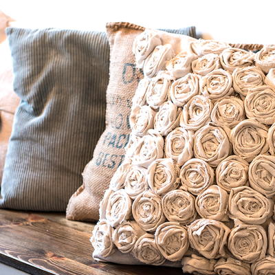 Drop Cloth Rose Pillow