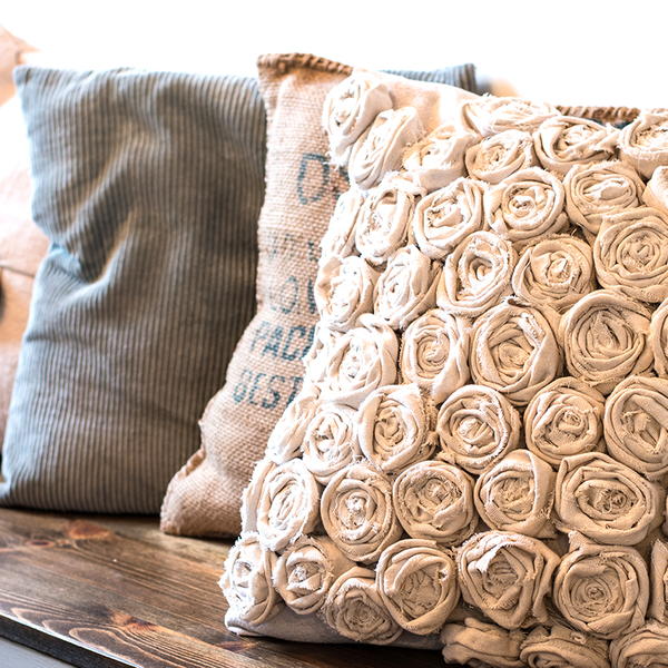 Drop Cloth Rose Pillow