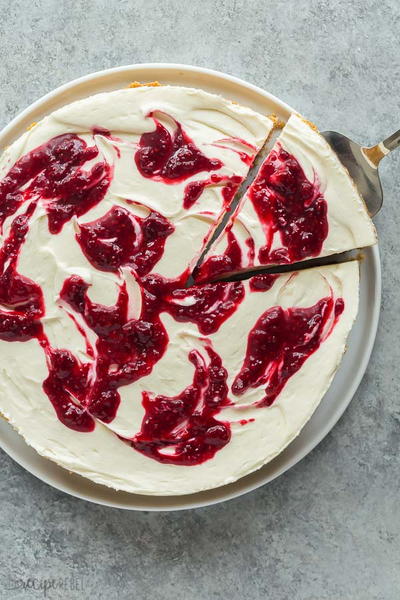 No Bake White Chocolate Raspberry Cheesecake