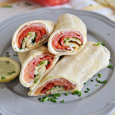 Homemade Wraps with Smoked Salmon & Goat Cheese