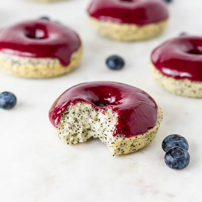 Baked Lemon Poppy Seed Donuts + Blueberry Glaze