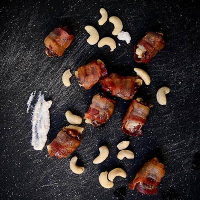 Bacon Wrapped Dates Stuffed with Cashew Cheese Recipe