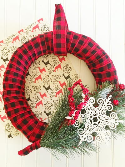Rustic Plaid DIY Christmas Wreath