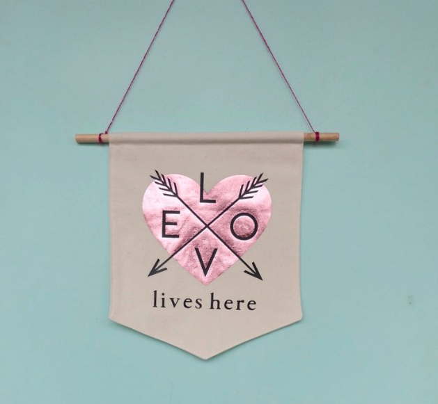Love Lives Here Foil Applique DIY Banner