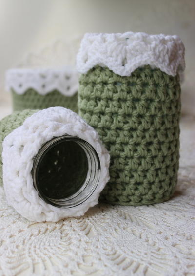 Jar Cover with Drop Over Lace