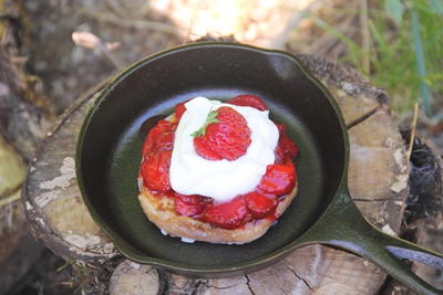 Doughnut Strawberry Shortcake with Bourbon Whipped Cream