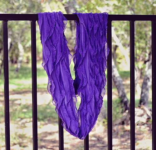 Violet Ruffled Infinity Scarf