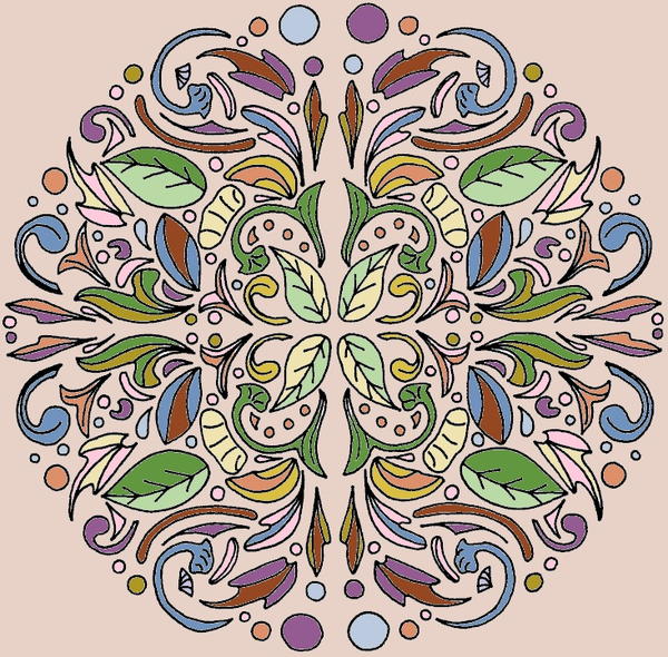 Swirling Leaves Relaxing Mandala Adult Coloring Page