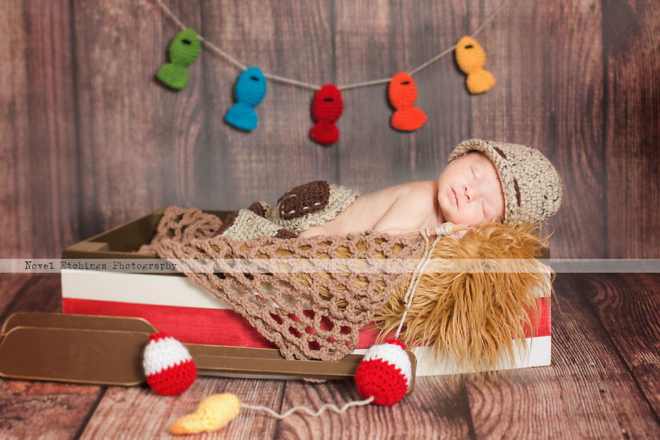  Pinbo Baby Photography Prop Crochet Fishing Fisherman & Fish  Hat Diaper Shoes : Electronics