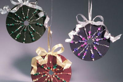 Beaded CD Ornaments