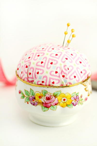 Vintage Sugar Bowl DIY Pincushion