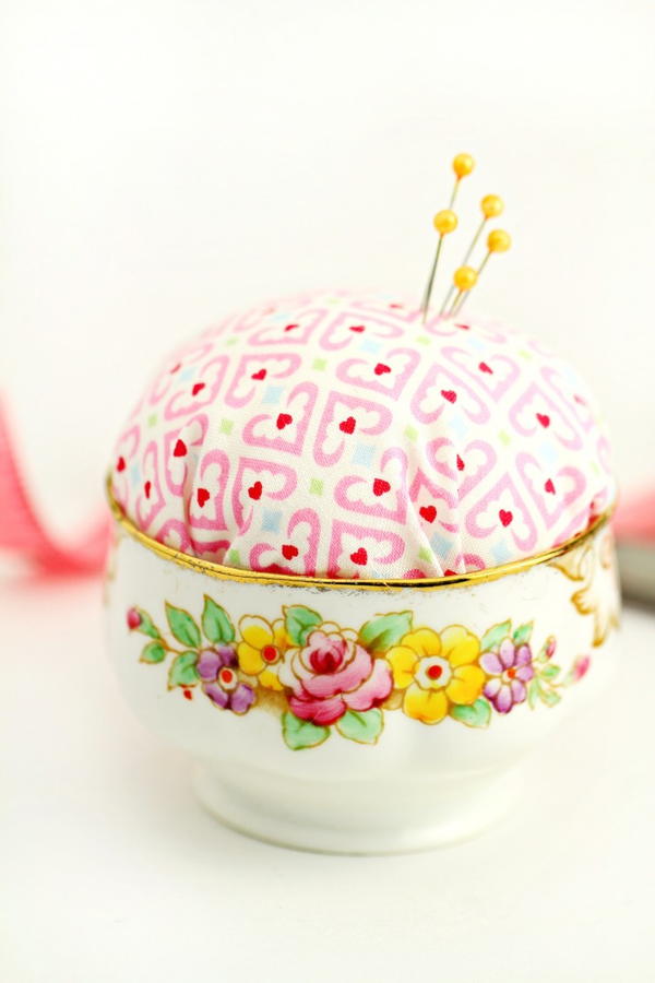 Vintage Sugar Bowl DIY Pincushion