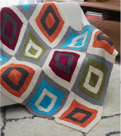 Color Blocks Free Knit Throw Pattern