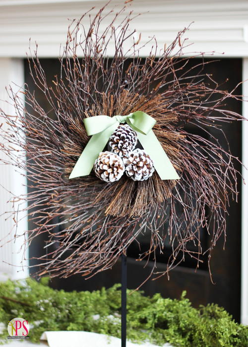 Twig and Pine Cone DIY Wreath