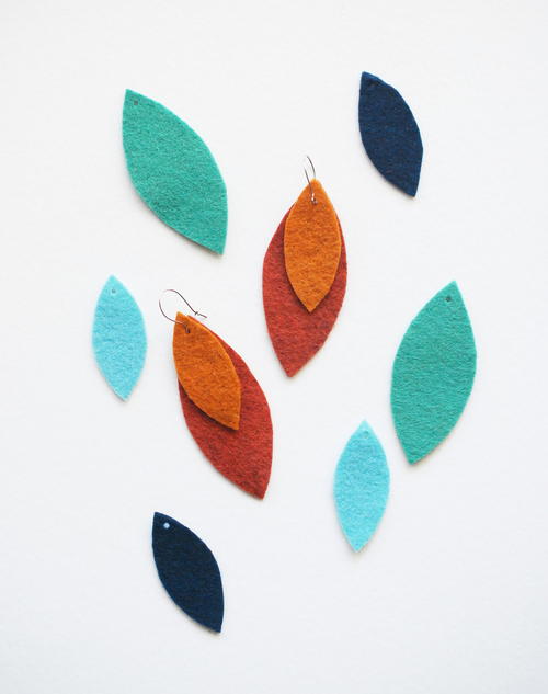 Layered Leaves Felt Earrings Pattern