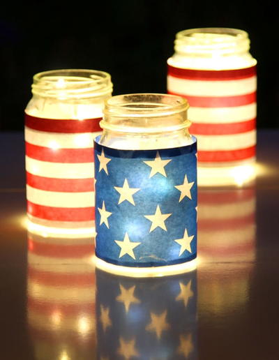 July 4th DIY Mason Jar Luminaries