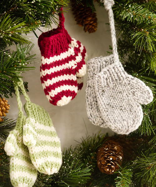 Knit Mittens As Ornaments